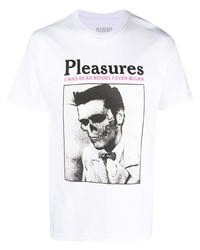 T-shirt à col rond imprimé blanc Pleasures