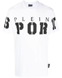 T-shirt à col rond imprimé blanc Plein Sport