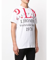 T-shirt à col rond imprimé blanc Philipp Plein