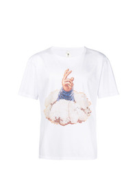 T-shirt à col rond imprimé blanc Poan