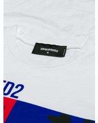 T-shirt à col rond imprimé blanc DSQUARED2