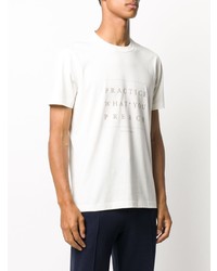 T-shirt à col rond imprimé blanc Brunello Cucinelli