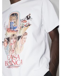 T-shirt à col rond imprimé blanc Casablanca