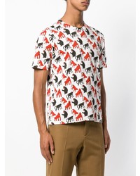 T-shirt à col rond imprimé blanc Marni