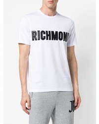 T-shirt à col rond imprimé blanc John Richmond