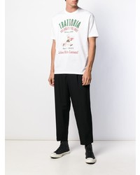 T-shirt à col rond imprimé blanc Junya Watanabe MAN