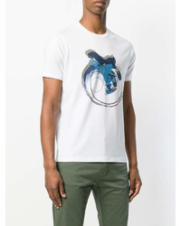 T-shirt à col rond imprimé blanc Emporio Armani