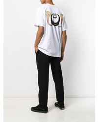 T-shirt à col rond imprimé blanc Stussy