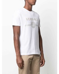 T-shirt à col rond imprimé blanc Versace