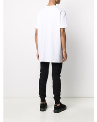 T-shirt à col rond imprimé blanc Balmain