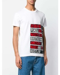 T-shirt à col rond imprimé blanc DSQUARED2