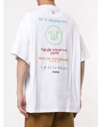 T-shirt à col rond imprimé blanc Wooyoungmi