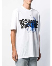 T-shirt à col rond imprimé blanc DSQUARED2