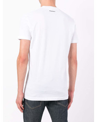 T-shirt à col rond imprimé blanc DSQUARED2