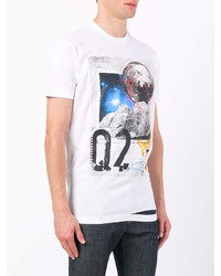 T-shirt à col rond imprimé blanc DSQUARED2