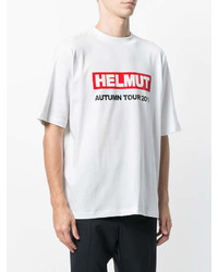 T-shirt à col rond imprimé blanc Helmut Lang