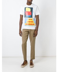 T-shirt à col rond imprimé blanc Marni