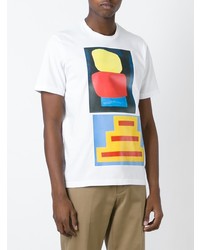 T-shirt à col rond imprimé blanc Marni