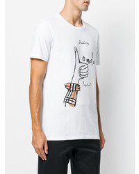 T-shirt à col rond imprimé blanc Burberry