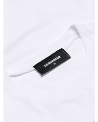 T-shirt à col rond imprimé blanc DSQUARED2