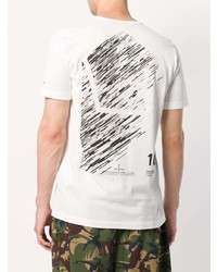 T-shirt à col rond imprimé blanc Stone Island Shadow Project