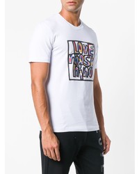 T-shirt à col rond imprimé blanc Love Moschino