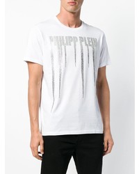 T-shirt à col rond imprimé blanc Philipp Plein