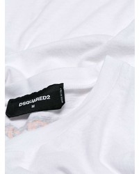 T-shirt à col rond imprimé blanc DSQUARED2