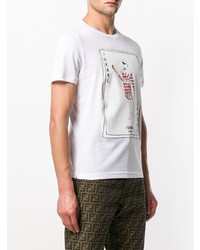 T-shirt à col rond imprimé blanc Fendi