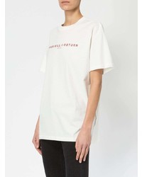 T-shirt à col rond imprimé blanc Yang Li