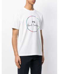 T-shirt à col rond imprimé blanc Paul Smith