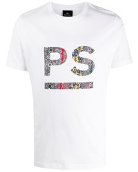 T-shirt à col rond imprimé blanc PS Paul Smith