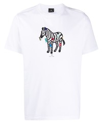 T-shirt à col rond imprimé blanc PS Paul Smith