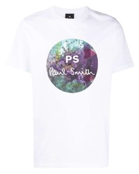 T-shirt à col rond imprimé blanc PS Paul Smith