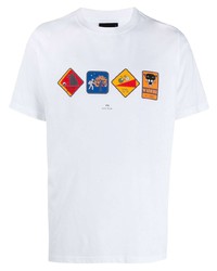 T-shirt à col rond imprimé blanc PS Paul Smith