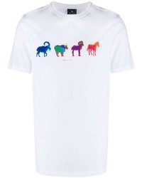 T-shirt à col rond imprimé blanc PS Paul Smith