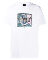 T-shirt à col rond imprimé blanc PS Paul Smith