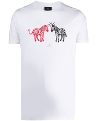 T-shirt à col rond imprimé blanc PS Paul Smith