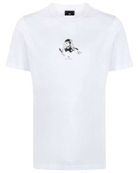 T-shirt à col rond imprimé blanc PS Paul Smith