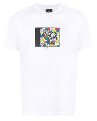 T-shirt à col rond imprimé blanc PS Paul Smith