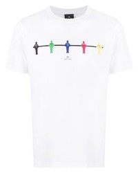 T-shirt à col rond imprimé blanc PS Paul Smith