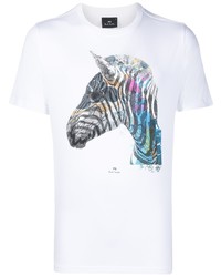 T-shirt à col rond imprimé blanc PS Paul Smith