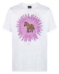 T-shirt à col rond imprimé blanc PS Paul Smith