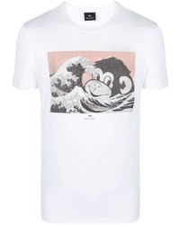 T-shirt à col rond imprimé blanc PS Paul Smith