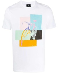 T-shirt à col rond imprimé blanc PS Paul Smith