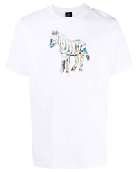 T-shirt à col rond imprimé blanc PS Paul Smith