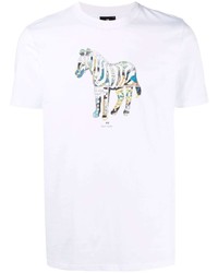 T-shirt à col rond imprimé blanc PS Paul Smith