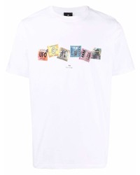 T-shirt à col rond imprimé blanc PS Paul Smith