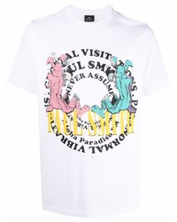 T-shirt à col rond imprimé blanc PS Paul Smith