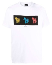 T-shirt à col rond imprimé blanc PS Paul Smith